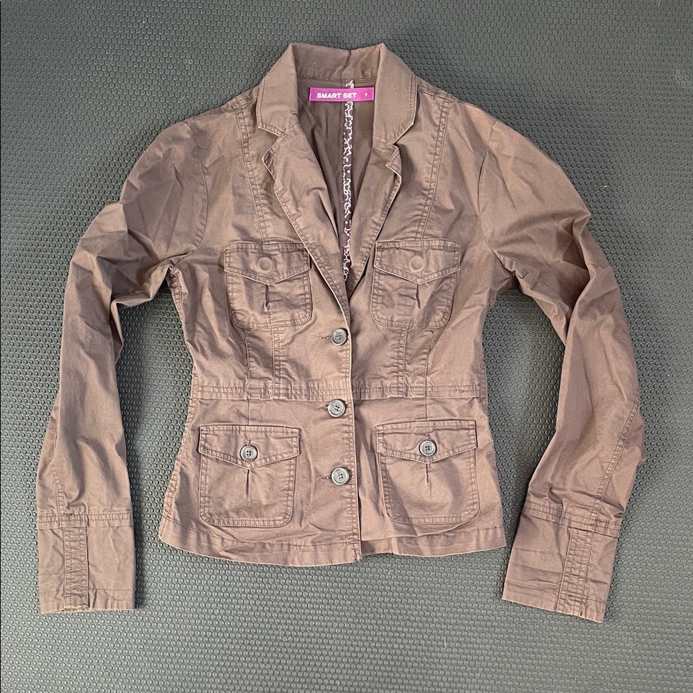 Smart Set Women's Brown Blazer Style Utility Jacket Size 7